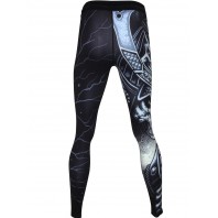 Компрессионные штаны Athletic pro. Samurai Skull Black MSP-132